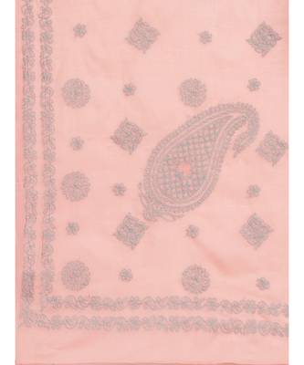 Ada Women's Hand Embroidered Carrot Pink Cotton Lucknow Chikankari Saree With Blouse - A311120 3
