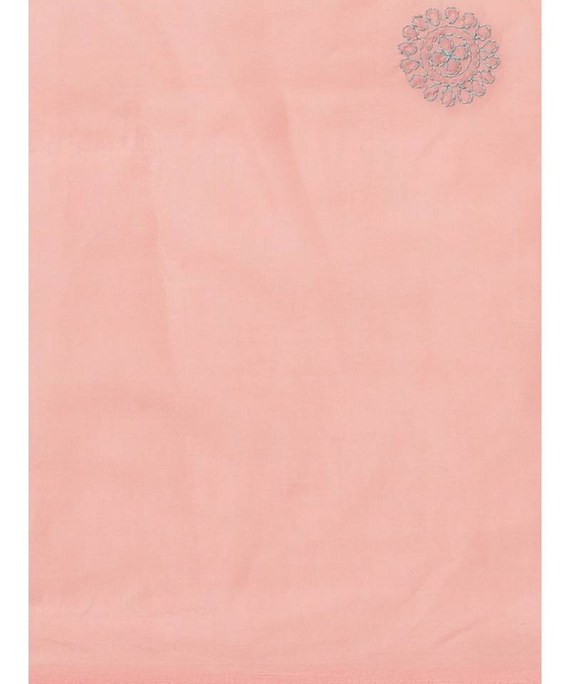Ada Women's Hand Embroidered Carrot Pink Cotton Lucknow Chikankari Saree With Blouse - A311120