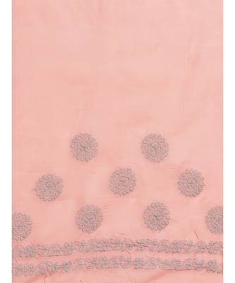 Ada Women's Hand Embroidered Carrot Pink Cotton Lucknow Chikankari Saree With Blouse - A311120 5
