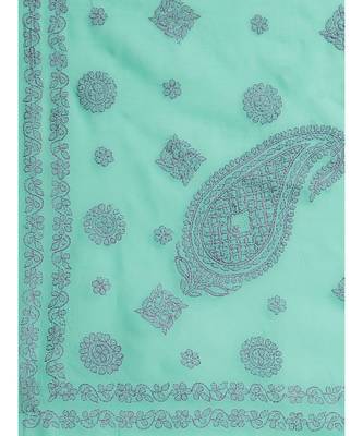 Ada Women's Hand Embroidered Sea Green Cotton Lucknow Chikankari Saree With Blouse - A311138 3