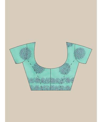 Ada Women's Hand Embroidered Sea Green Cotton Lucknow Chikankari Saree With Blouse - A311138 6