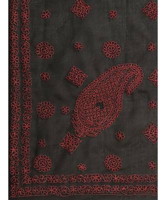 Ada Women's Hand Embroidered Black Cotton Lucknow Chikankari Saree With Blouse - A311142 3