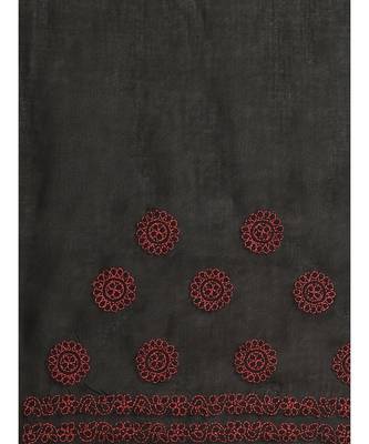 Ada Women's Hand Embroidered Black Cotton Lucknow Chikankari Saree With Blouse - A311142 5