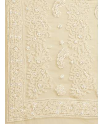 Ada Women's Hand Embroidered Fawn Georgette Lucknow Chikankari Women Saree With Blouse - A311291 3