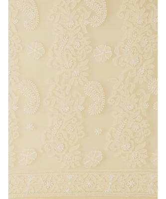 Ada Women's Hand Embroidered Fawn Georgette Lucknow Chikankari Women Saree With Blouse - A311291 4