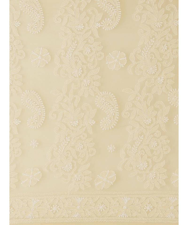 Ada Women's Hand Embroidered Fawn Georgette Lucknow Chikankari Women Saree With Blouse - A311291