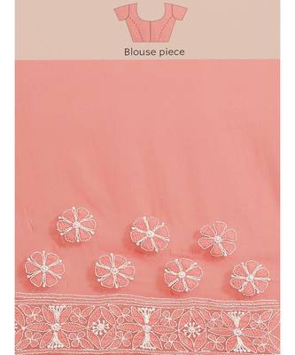 Ada Hand Embroidered Red Georgette wedding Chikankari Women Saree With Blouse - A311294 5