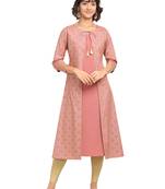FIORRA Pink Printed Poly Crepe Jacket Party Wear Kurtis