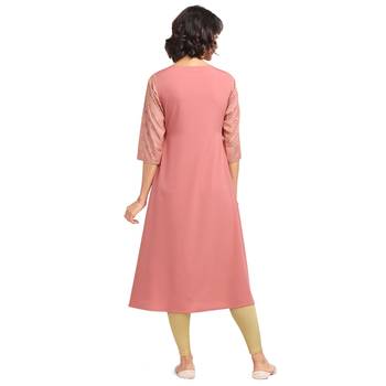 FIORRA Pink Printed Poly Crepe Jacket Party Wear Kurtis 2