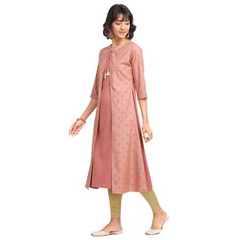 FIORRA Pink Printed Poly Crepe Jacket Party Wear Kurtis 3