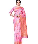 PINK  Leheriya Jacquard  Saree With Blouse