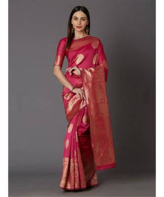 GAJRI PINK Kanjeevaram Jacquard  Saree With Blouse 1