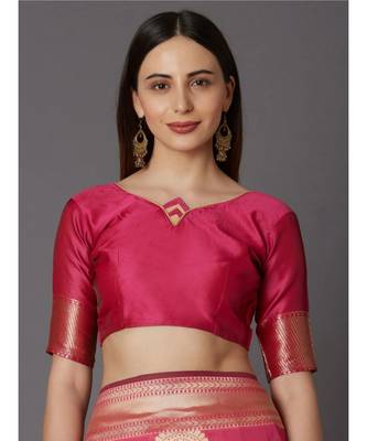 GAJRI PINK Kanjeevaram Jacquard  Saree With Blouse 4