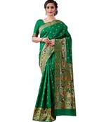 GREEN  Kanjeevaram Jacquard  Saree With Blouse