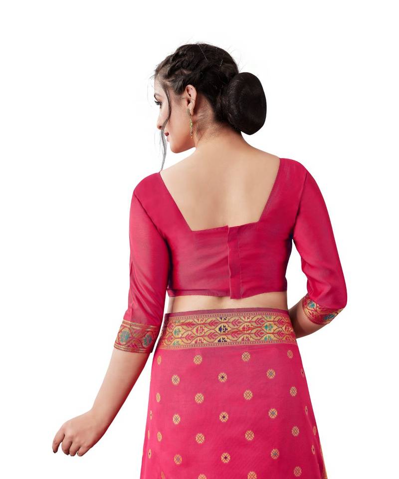 PINK  Kanjeevaram Jacquard  Saree With Blouse