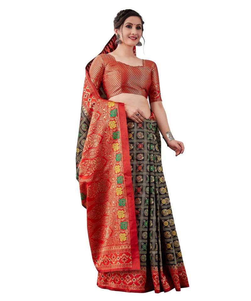 BLACK  Paithani Jacquard  Saree With Blouse