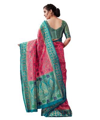 PINK  Paithani Jacquard  Saree With Blouse 3