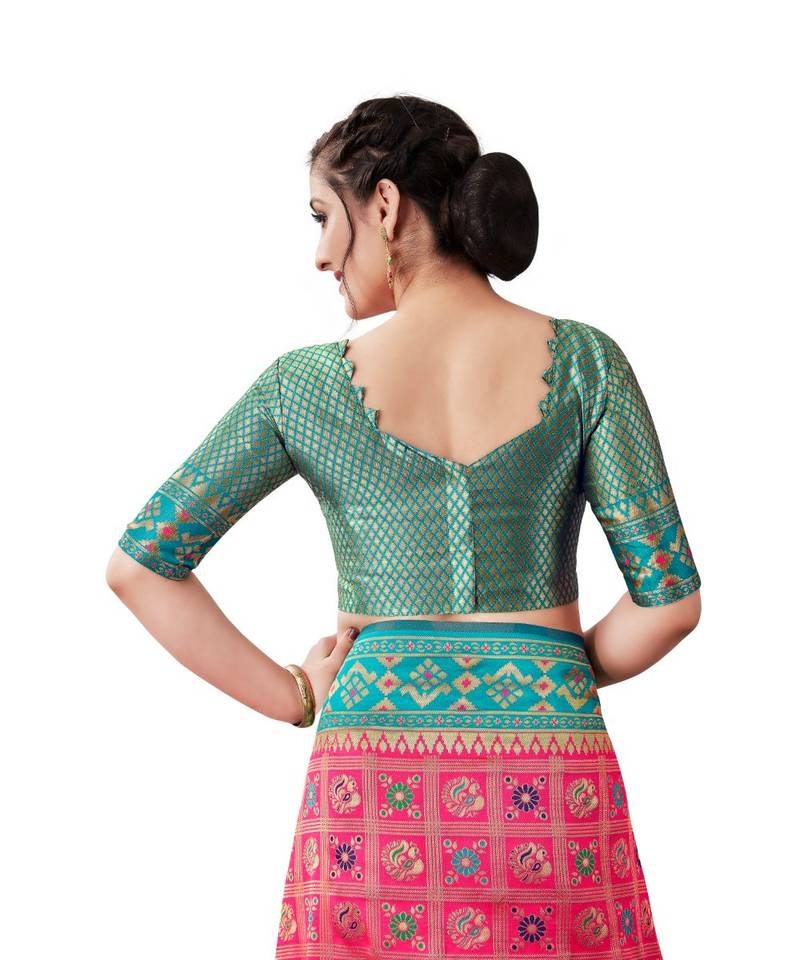 PINK  Paithani Jacquard  Saree With Blouse