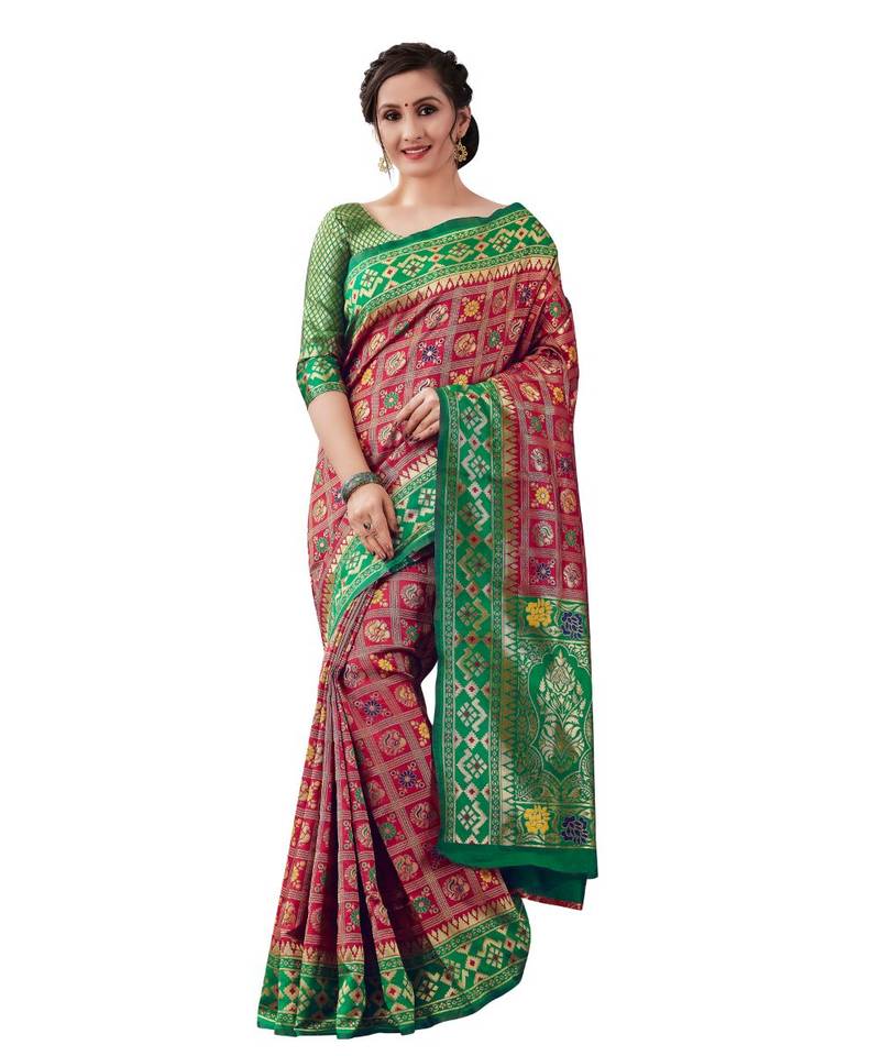 RED  Paithani Jacquard  Saree With Blouse