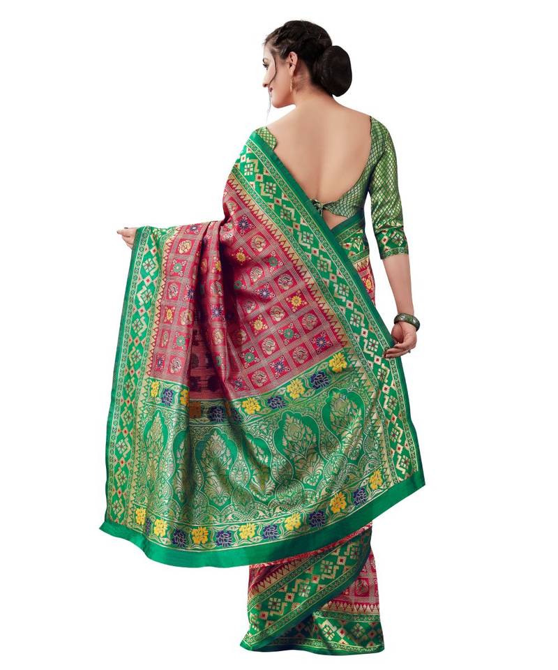 RED  Paithani Jacquard  Saree With Blouse