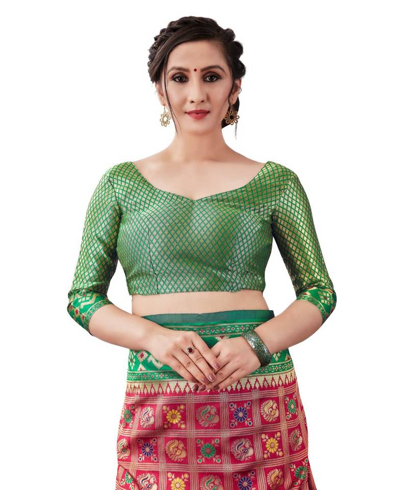 RED  Paithani Jacquard  Saree With Blouse