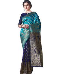 BLUE  Banarasi Jacquard  Saree With Blouse