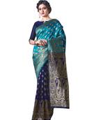 BLUE  Banarasi Jacquard  Saree With Blouse