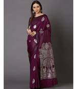 PURPLE  Kanchipuram Jacquard  Saree With Blouse