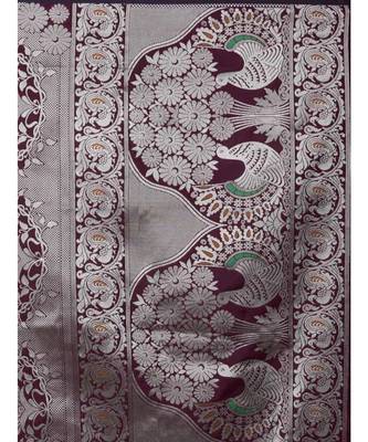 PURPLE  Kanchipuram Jacquard  Saree With Blouse 4