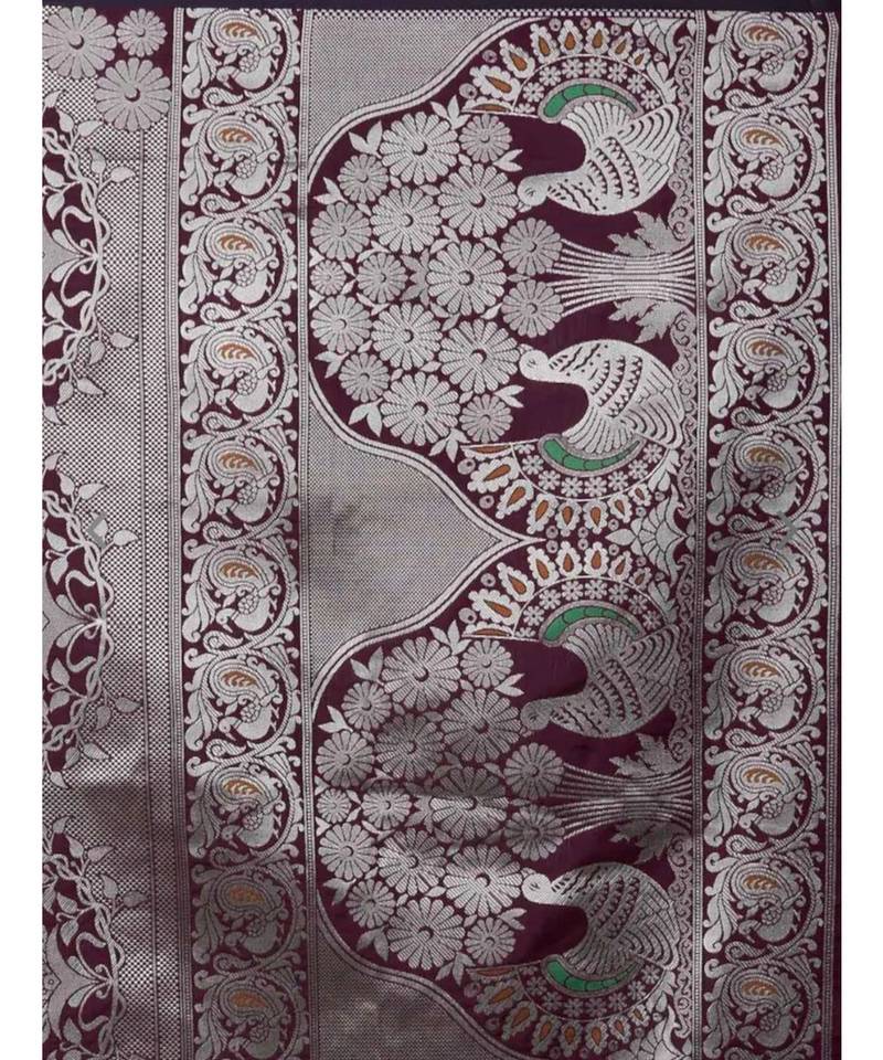 PURPLE  Kanchipuram Jacquard  Saree With Blouse