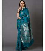 SKY BLUE Kanchipuram Jacquard  Saree With Blouse