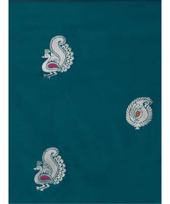 SKY BLUE Kanchipuram Jacquard  Saree With Blouse 3