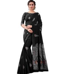 BLACK  Kanchipuram Jacquard  Saree With Blouse