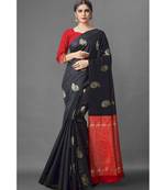 RICH BLACK Kanchipuram Jacquard  Saree With Blouse