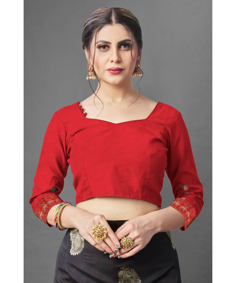 RICH BLACK Kanchipuram Jacquard  Saree With Blouse