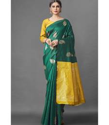 RICH GREEN Kanchipuram Jacquard  Saree With Blouse