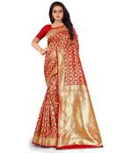 Red All Over  Banarasi  Printed Weaving Saree With Seprate Blouse