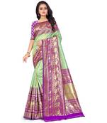 Parrot Green Banarasi  All Over Weaving Saree With Seprate Blouse