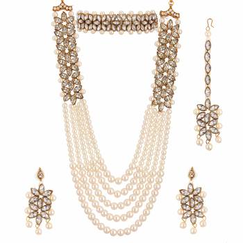 Indian Bollywood Style Combo of Choker and Long Jewellery set 1