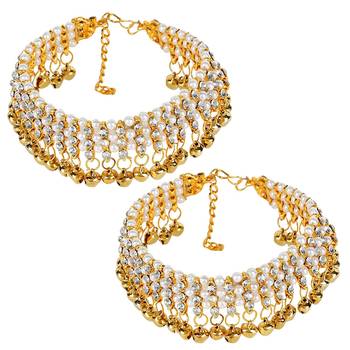 CZ Kundan Pearl With Ghungroo Anklet Payal Set 1