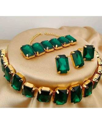 Green CZ Stones Indo Western Style Full Jewellery Set 1