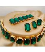Green CZ Stones Indo Western Style Full Jewellery Set