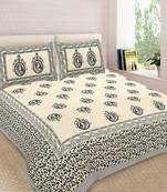 Ridan Multicolour  Cotton Ethnic Jaipuri King Size Double  Bed Sheet With Pillow Cover