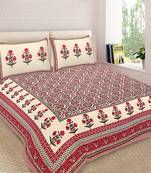 Ridan Multicolour  Cotton Ethnic Jaipuri King Size Double  Bed Sheet With Pillow Cover