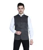 Grey plain viscose nehru-jacket