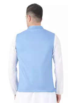 Blue plain viscose nehru-jacket
