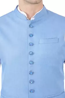 Blue plain viscose nehru-jacket