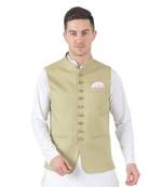 Green plain viscose nehru-jacket