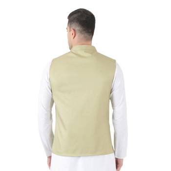 Green plain viscose nehru-jacket 3
