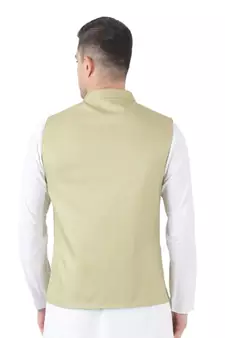 Green plain viscose nehru-jacket